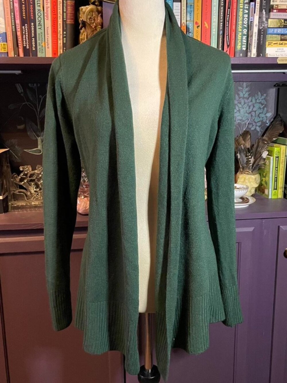 Green Drapey Open Front Cardigan